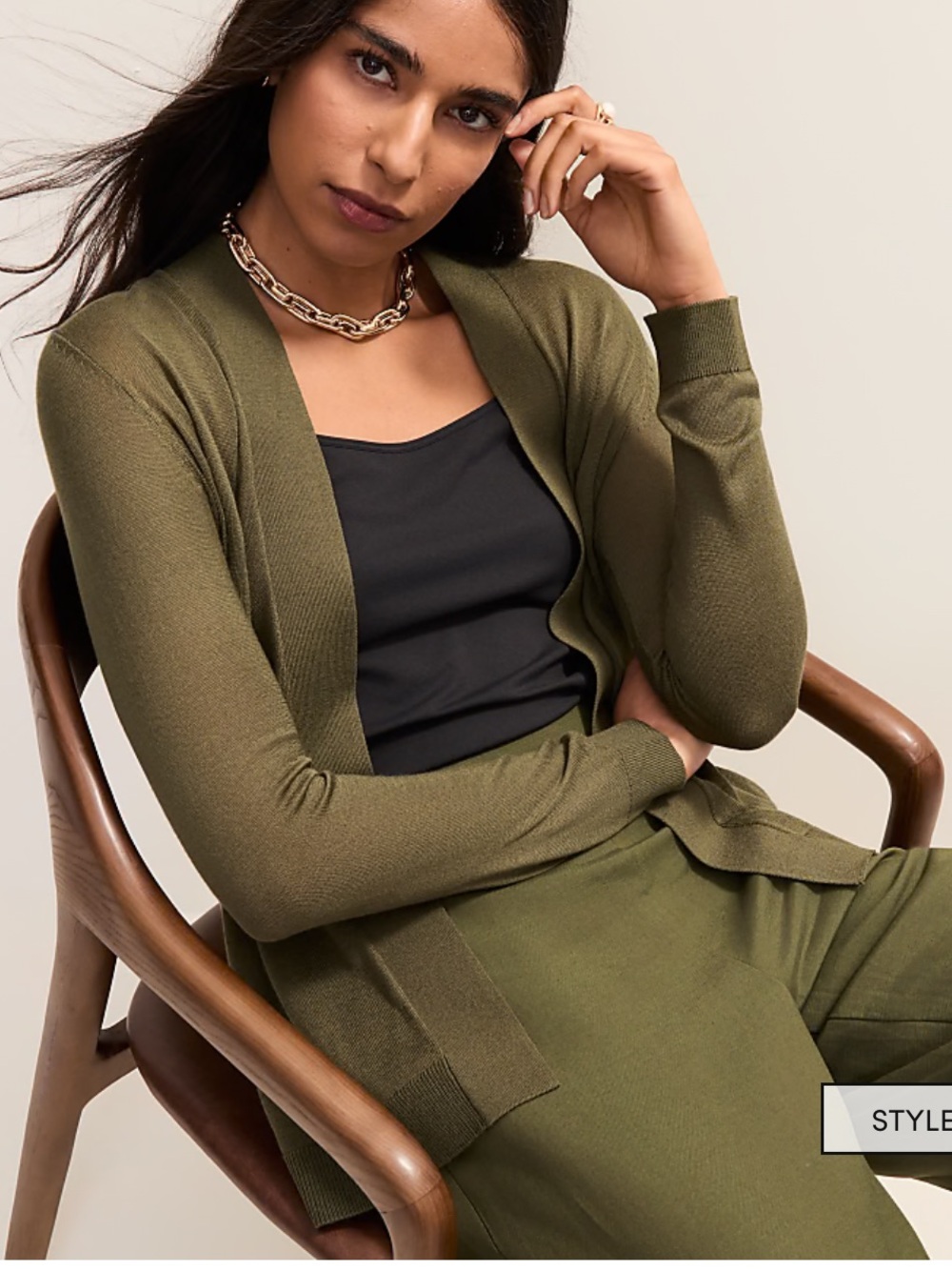Ann Taylor Open-Front Essential Cardigan in Winding Ivy